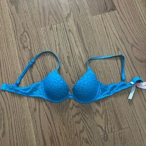 PINK Victoria's Secret Blue Lace Push-Up Bra